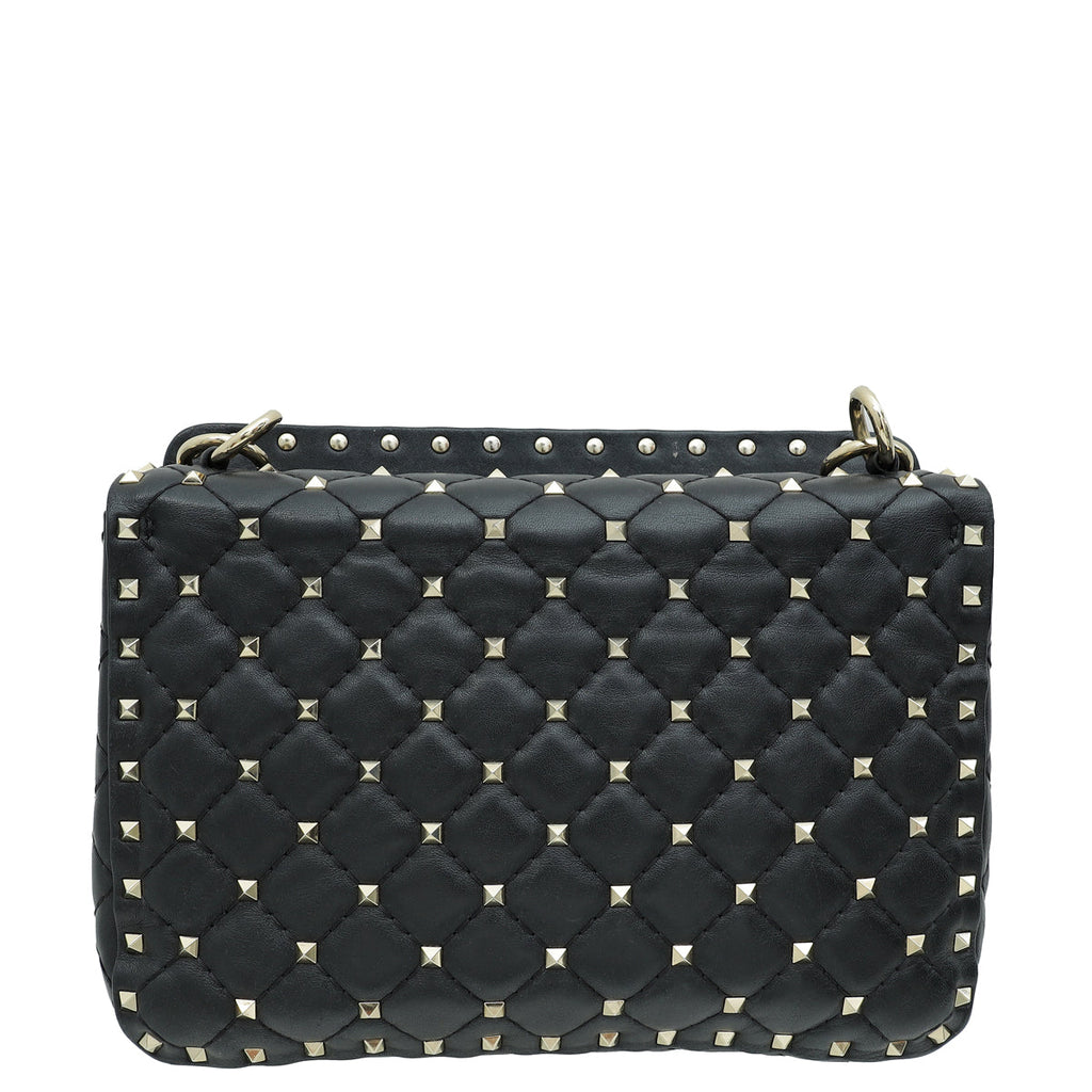 Valentino Black VLTN Spike Rockstud Flap Medium Shoulder Bag