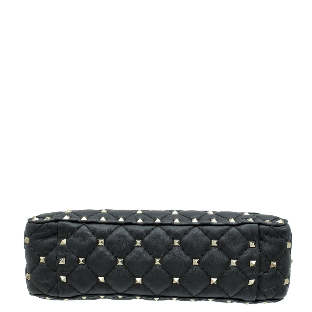 Valentino Black VLTN Spike Rockstud Flap Medium Shoulder Bag