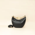Valentino Black VLogo Moon Mini Hobo Bag W/ Chain