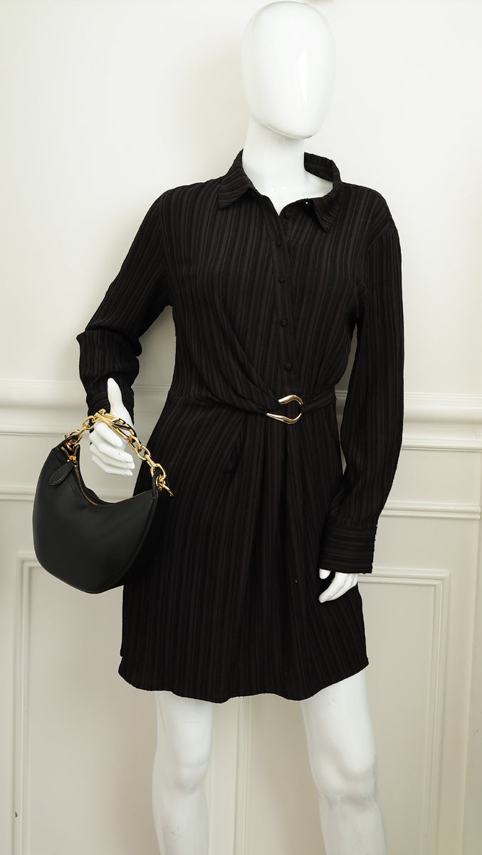 Valentino Black VLogo Moon Mini Hobo Bag W/ Chain