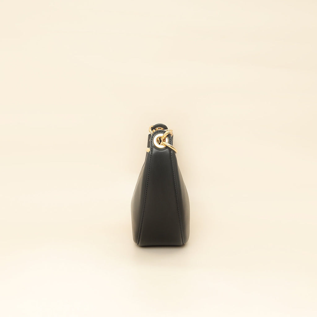 Valentino Black VLogo Moon Mini Hobo Bag W/ Chain