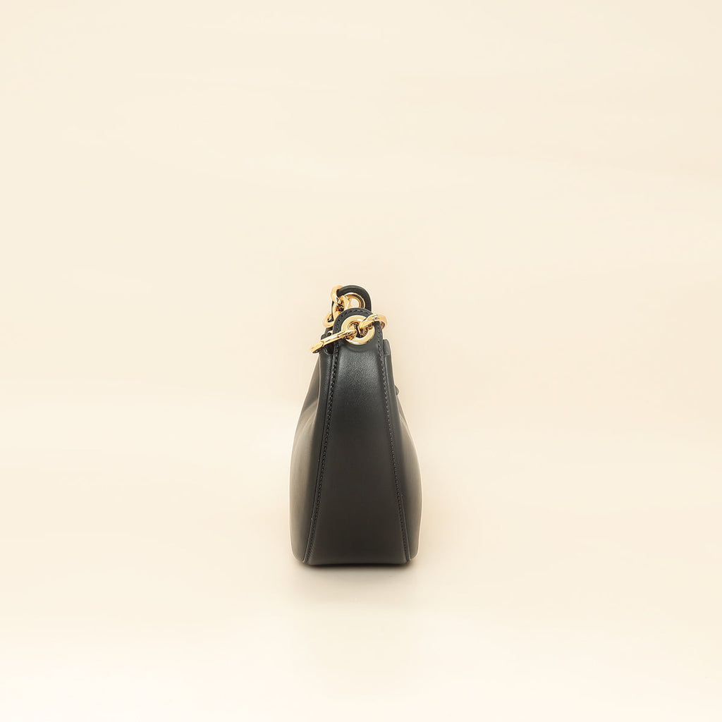 Valentino Black VLogo Moon Mini Hobo Bag W/ Chain