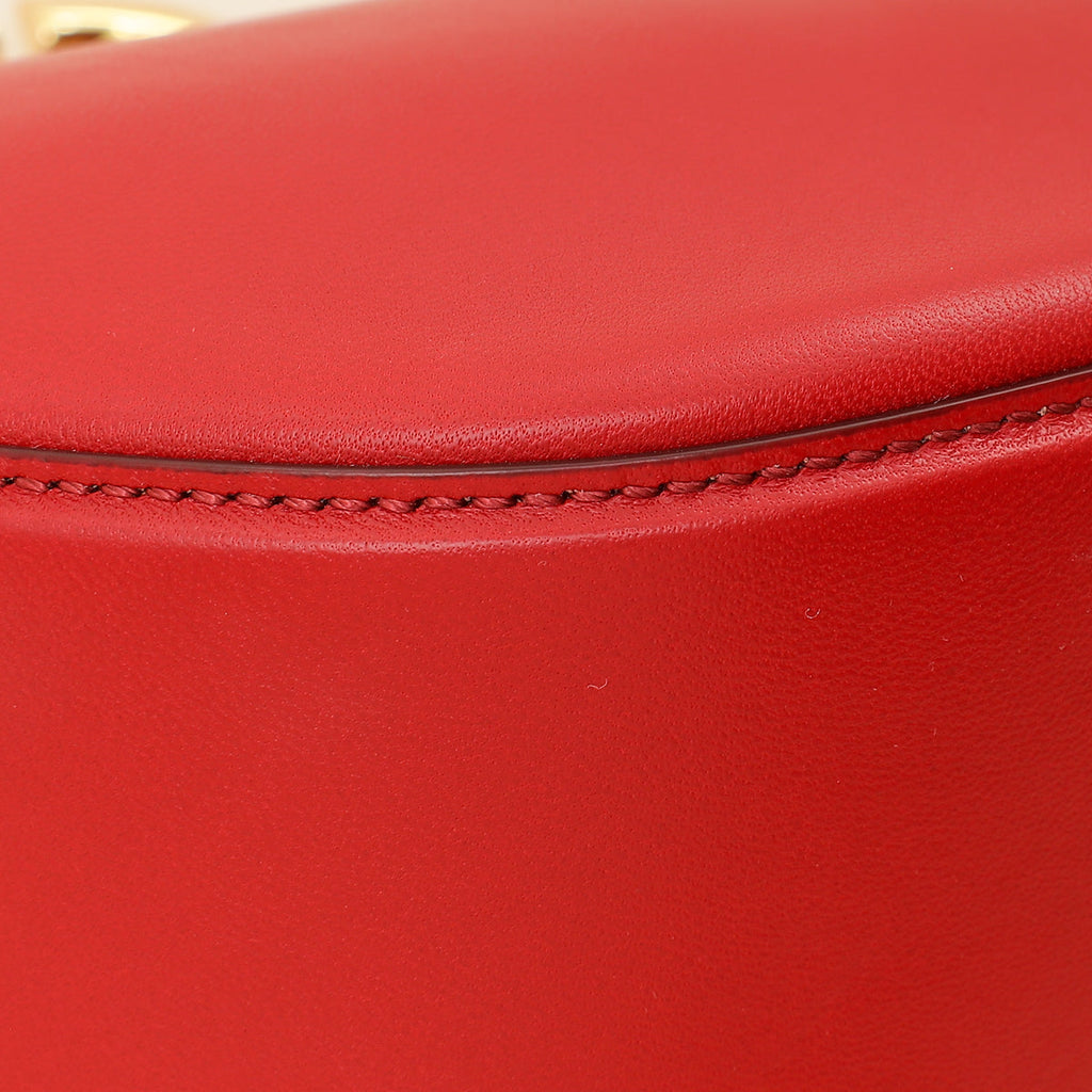 Valentino Red VLogo Moon Mini Hobo Bag W/ Chain
