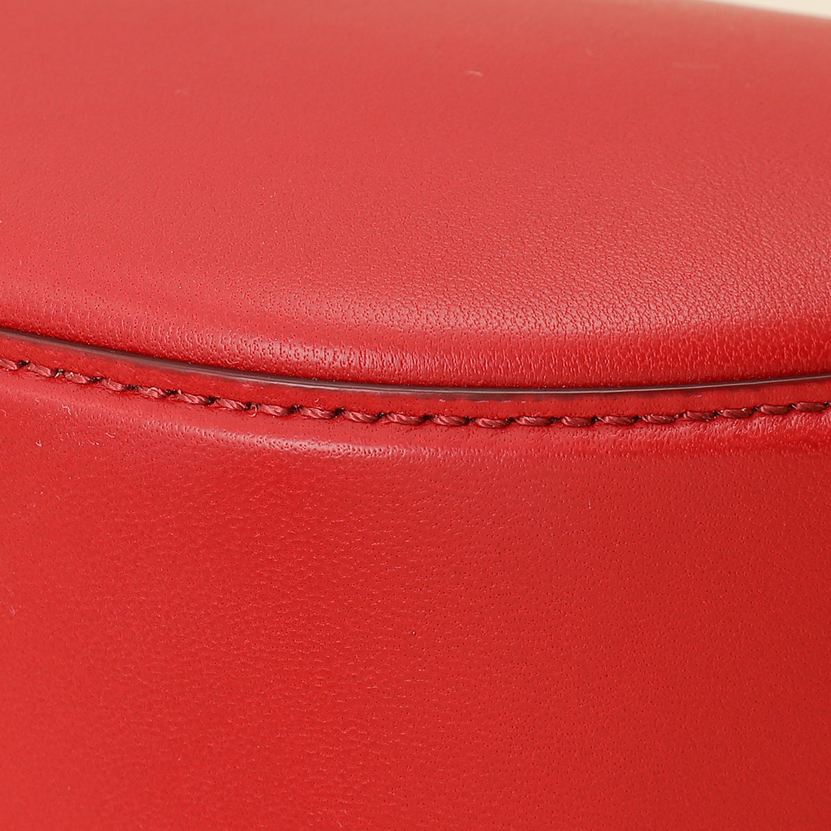 Valentino Red VLogo Moon Mini Hobo Bag W/ Chain
