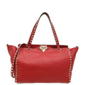 Valentino Red Vitello Rockstud Tote Bag