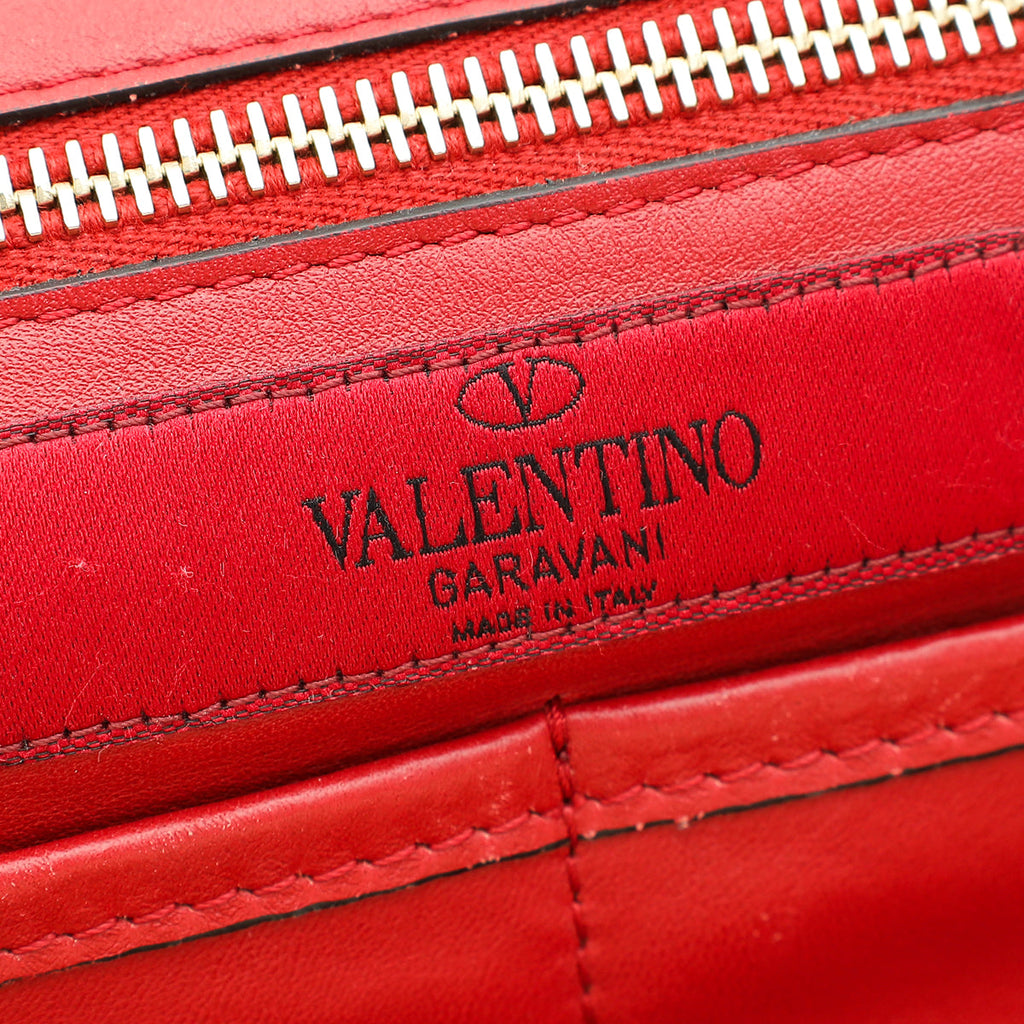 Valentino Red Vitello Rockstud Tote Bag