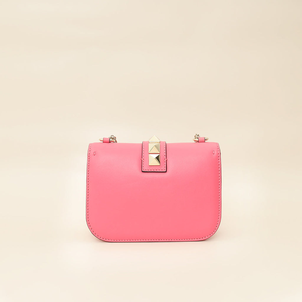 Valentino Pink Rockstud Glam Lock Small Shoulder Bag