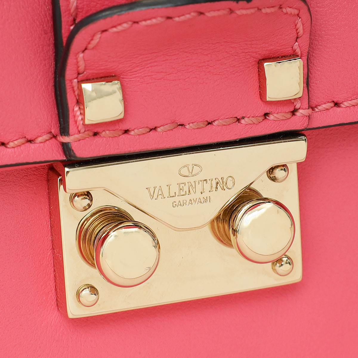 Valentino Pink Rockstud Glam Lock Small Shoulder Bag