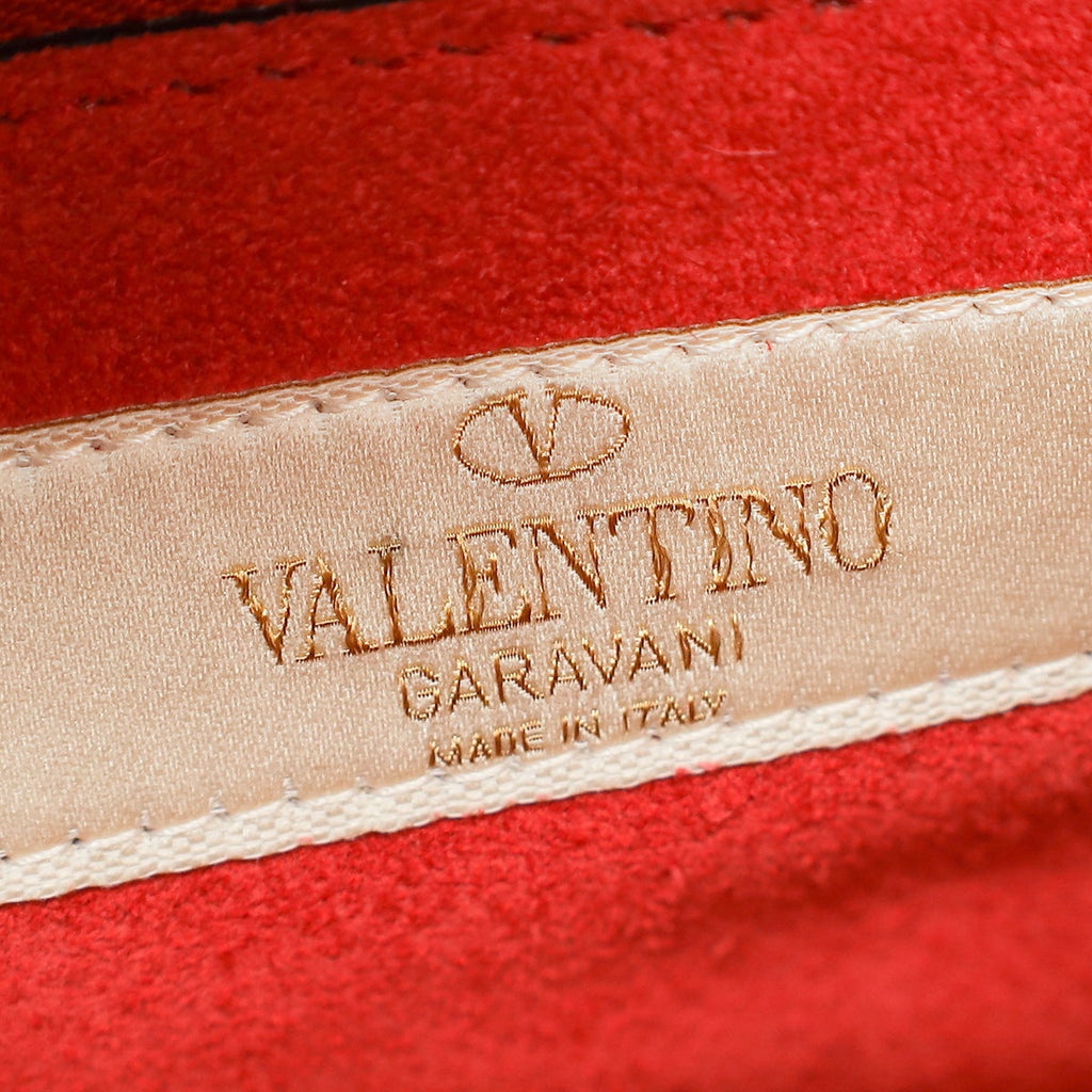 Valentino Red My Rockstud Single Handle Beaded Frame Medium Bag