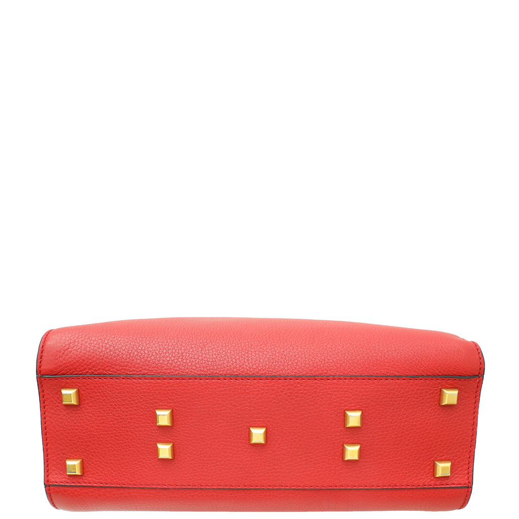 Valentino Red My Rockstud Single Handle Beaded Frame Medium Bag