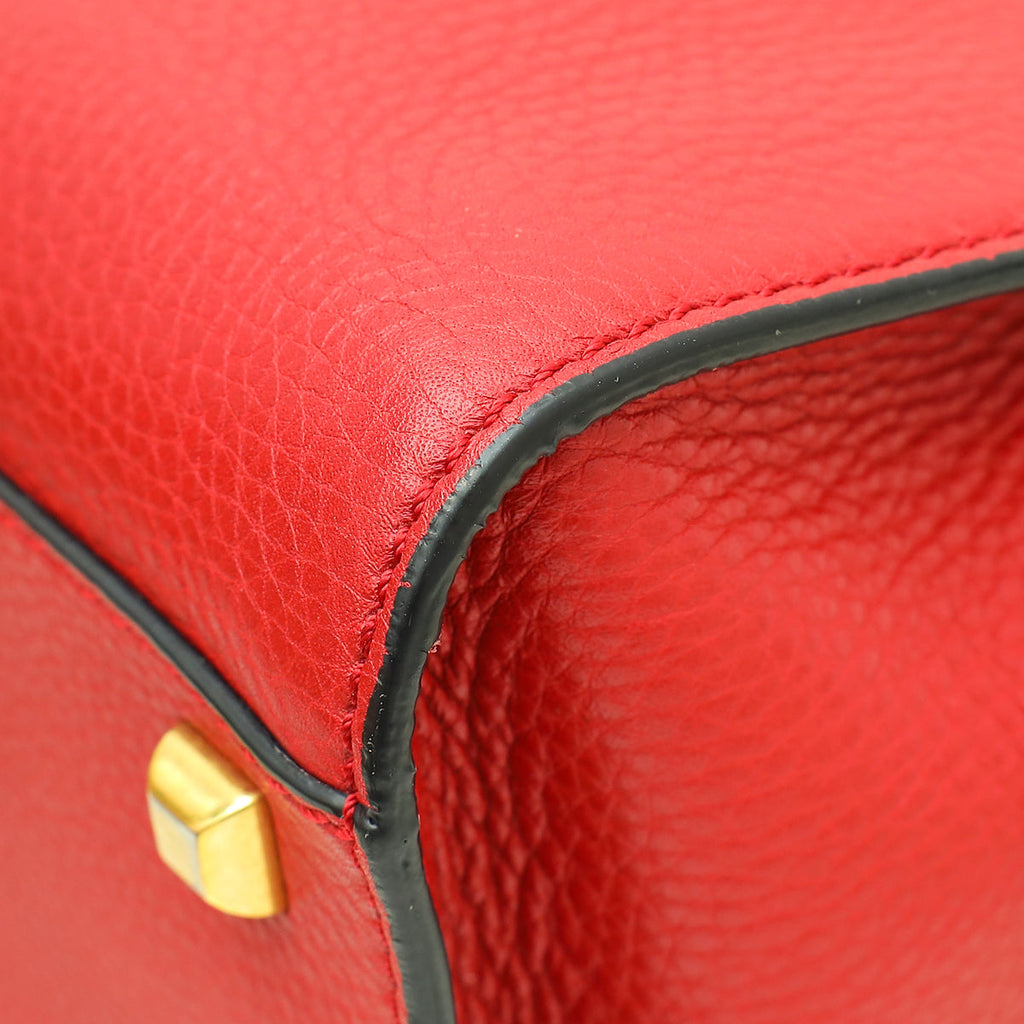 Valentino Red My Rockstud Single Handle Beaded Frame Medium Bag