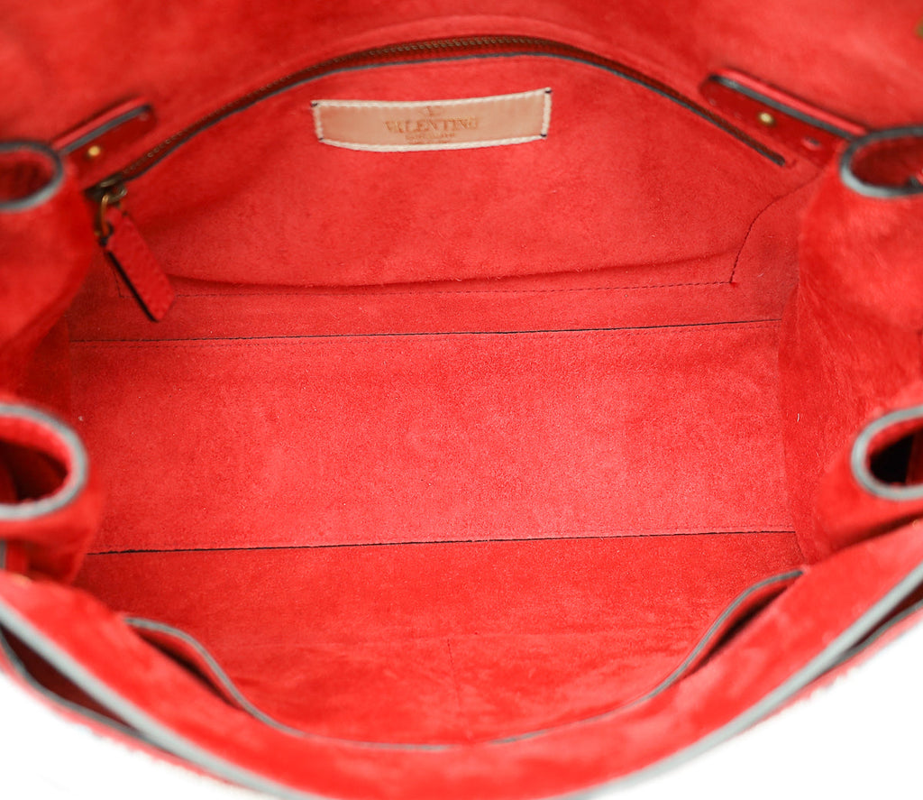 Valentino Red My Rockstud Single Handle Beaded Frame Medium Bag