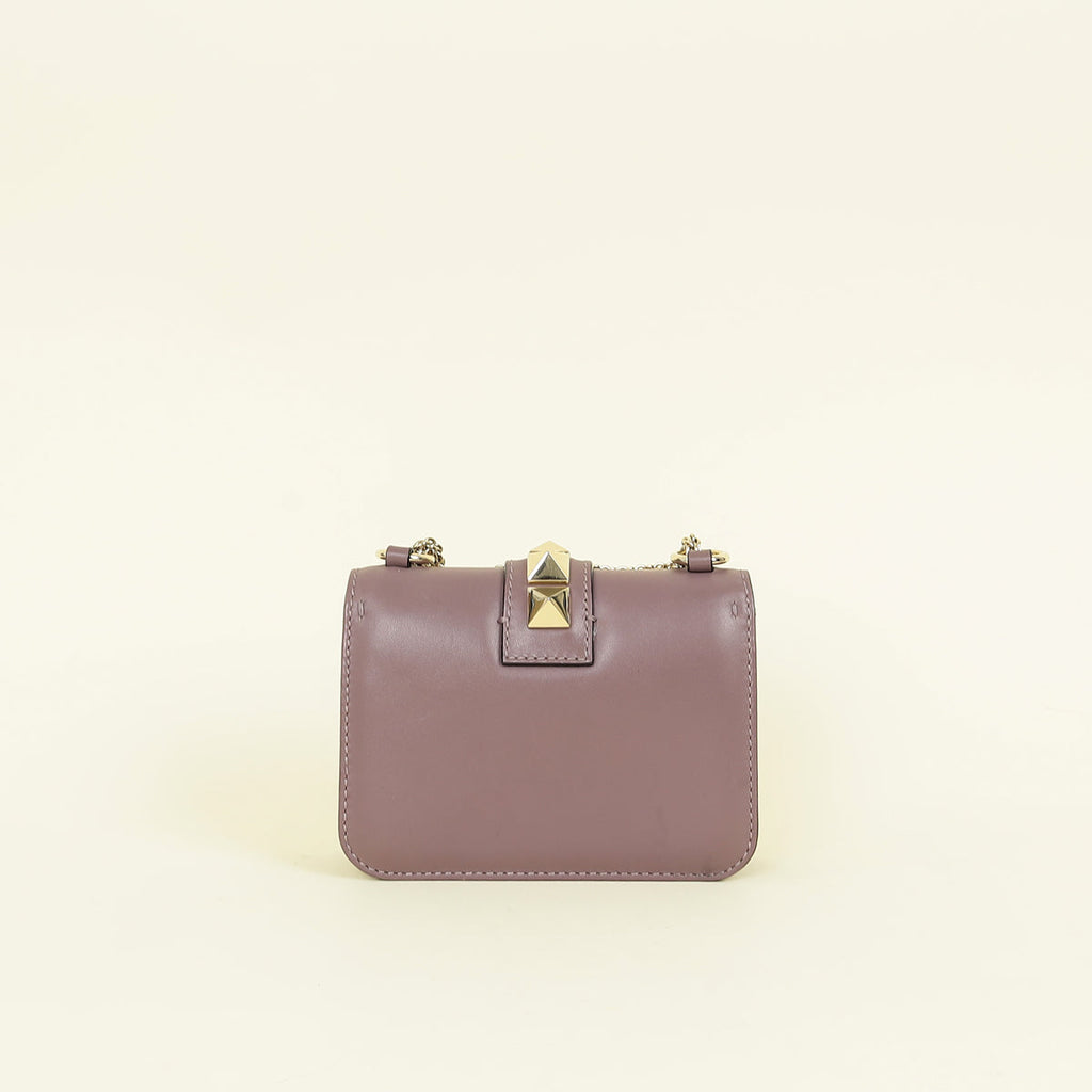 Valentino Dark Mauve Rockstud Glam Lock Flap Mini Shoulder Bag