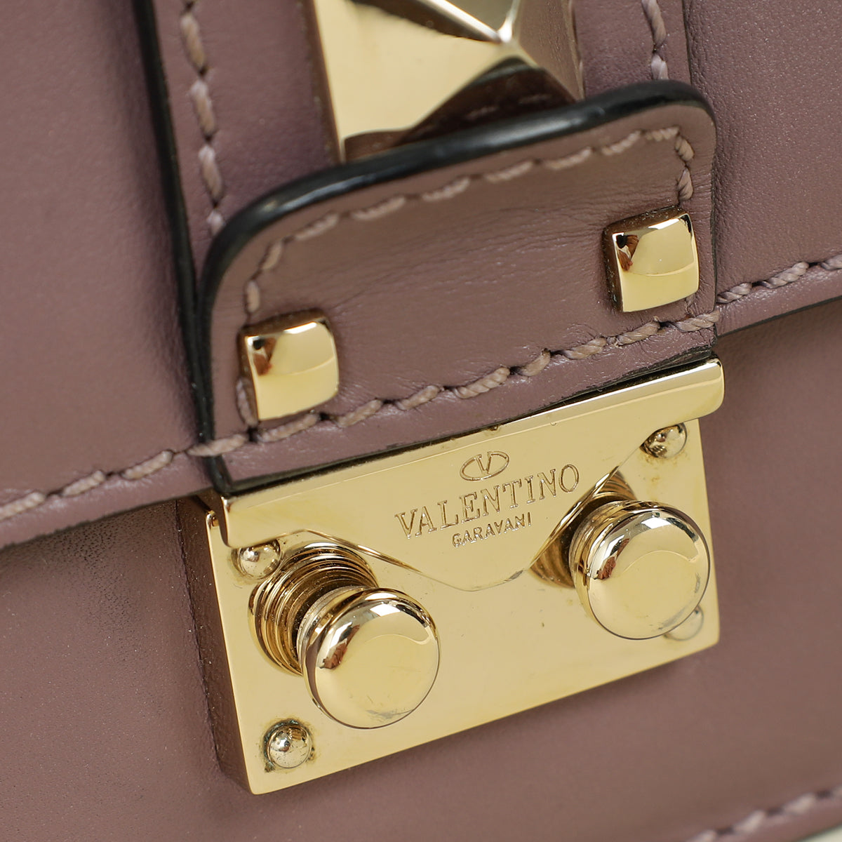 Valentino Dark Mauve Rockstud Glam Lock Flap Mini Shoulder Bag