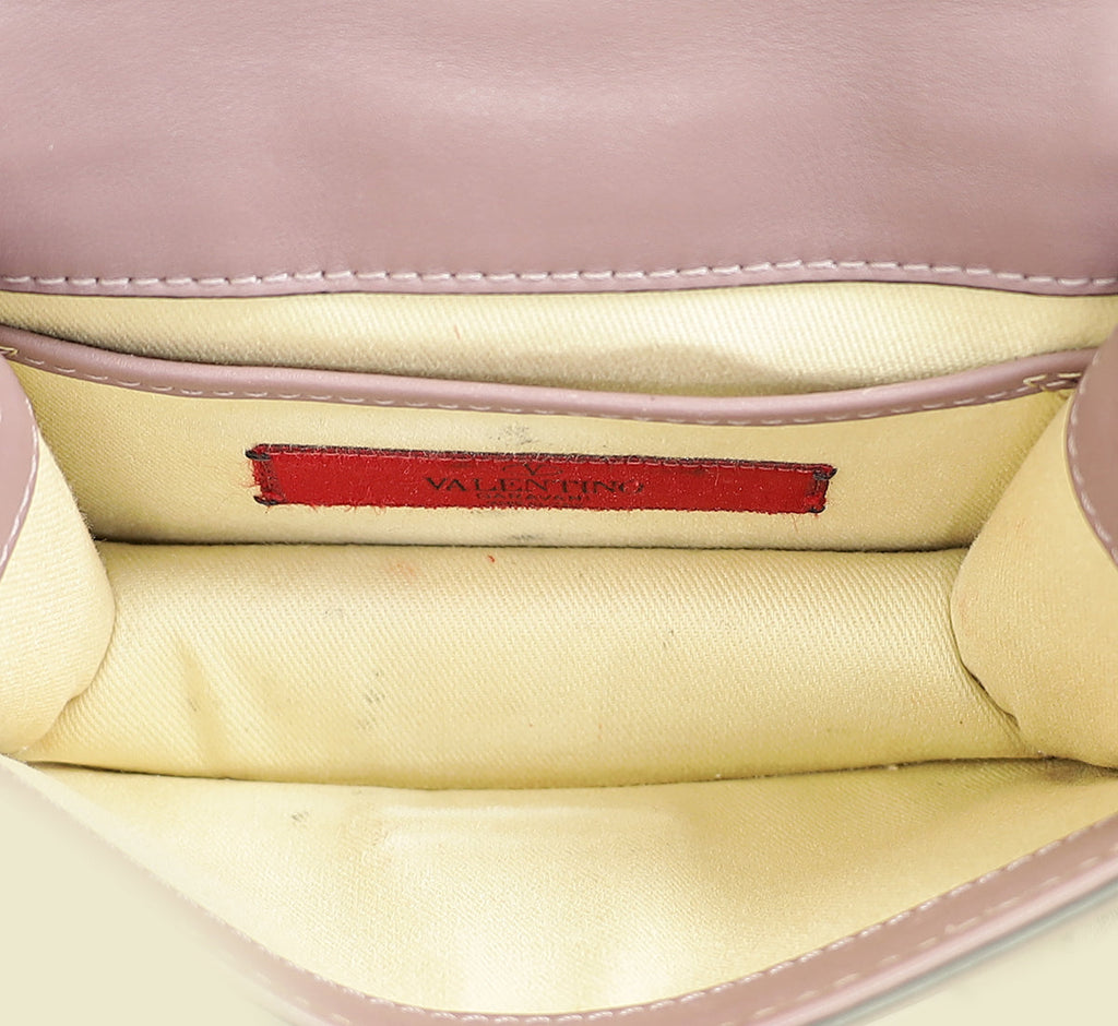 Valentino Dark Mauve Rockstud Glam Lock Flap Mini Shoulder Bag