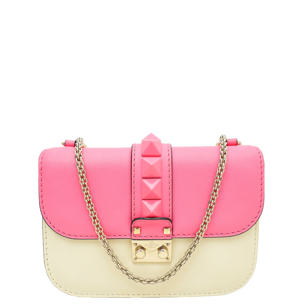 Valentino Bicolor Rockstud Glam Lock Chain Small Bag