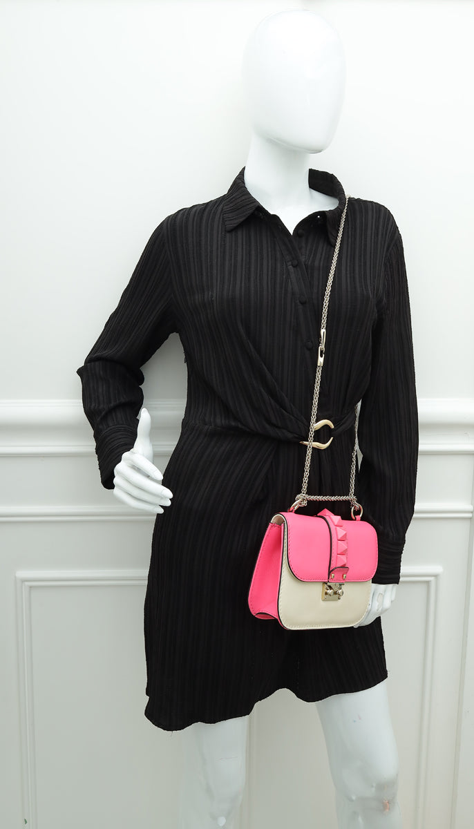 Valentino Bicolor Rockstud Glam Lock Chain Small Bag
