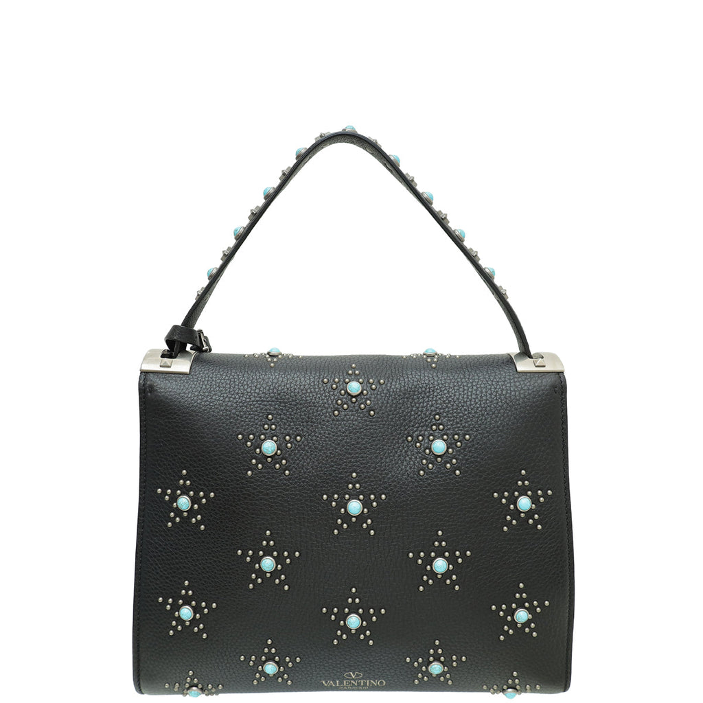 Valentino Black Rockstud Rolling Single Handle Bag