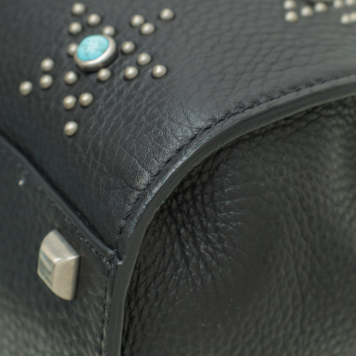 Valentino Black Rockstud Rolling Single Handle Bag