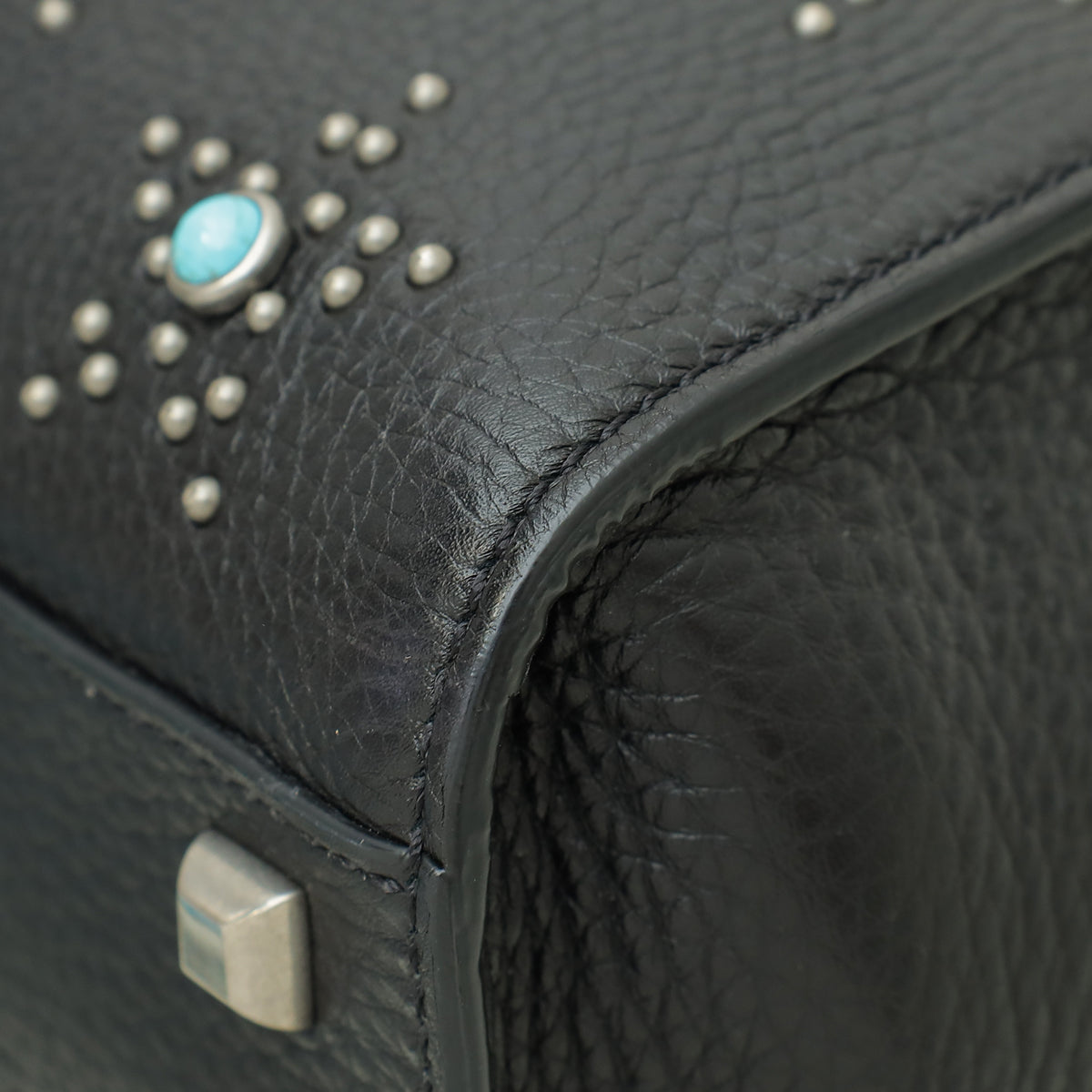 Valentino Black Rockstud Rolling Single Handle Bag