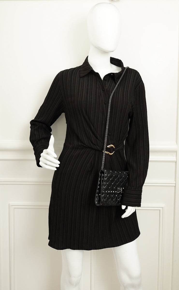 Valentino Black Rockstud Spike Chain Clutch Bag