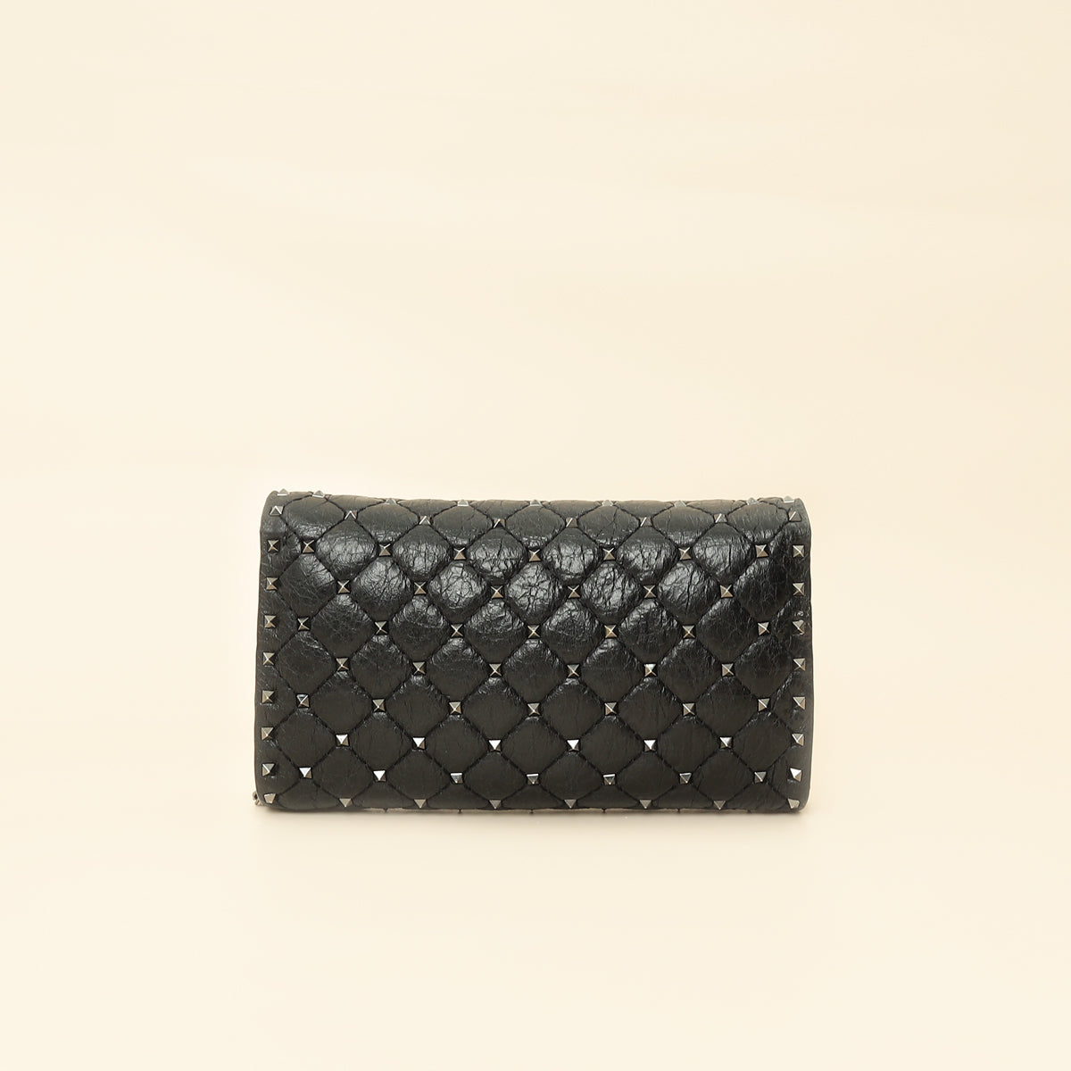 Valentino Black Rockstud Spike Chain Clutch Bag
