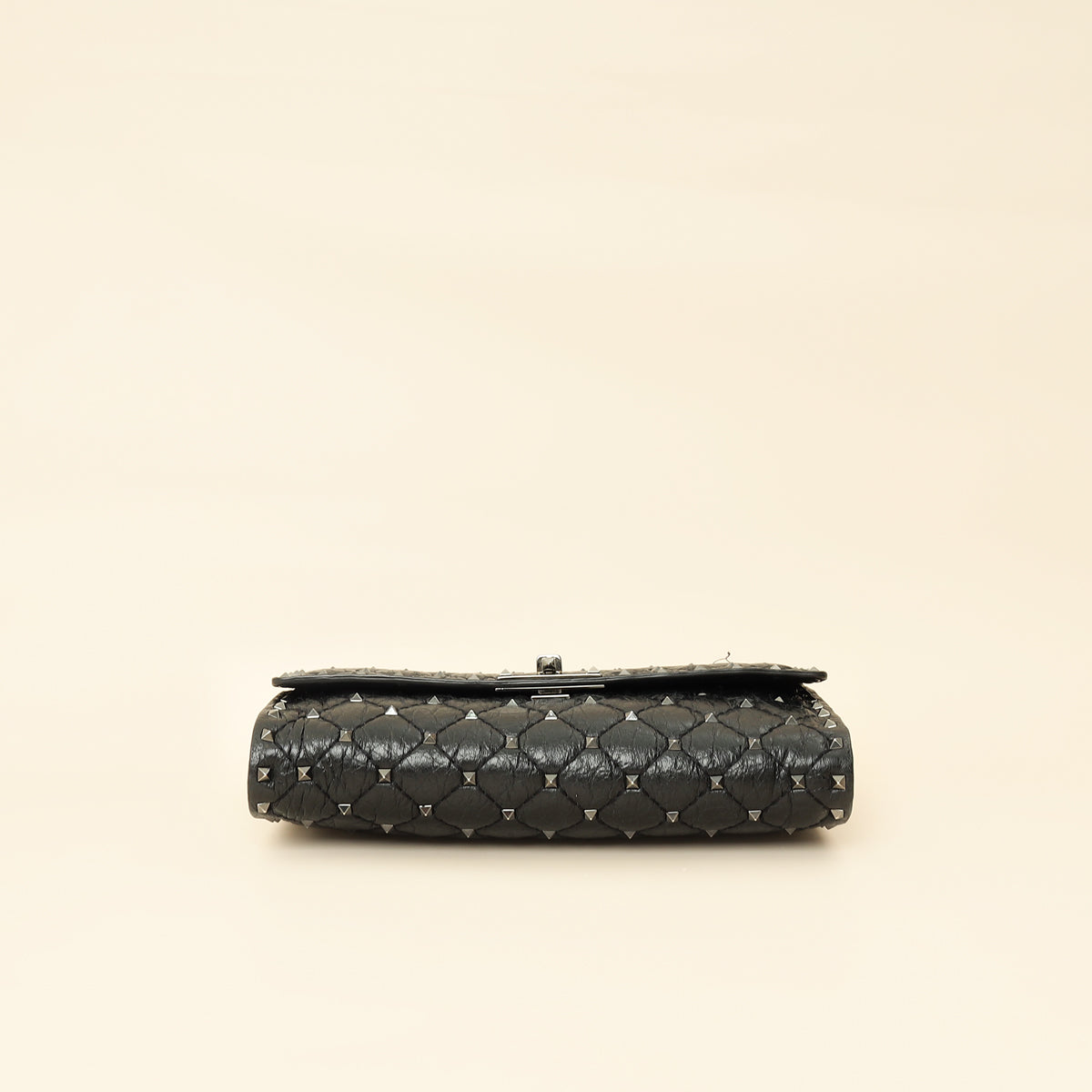 Valentino Black Rockstud Spike Chain Clutch Bag