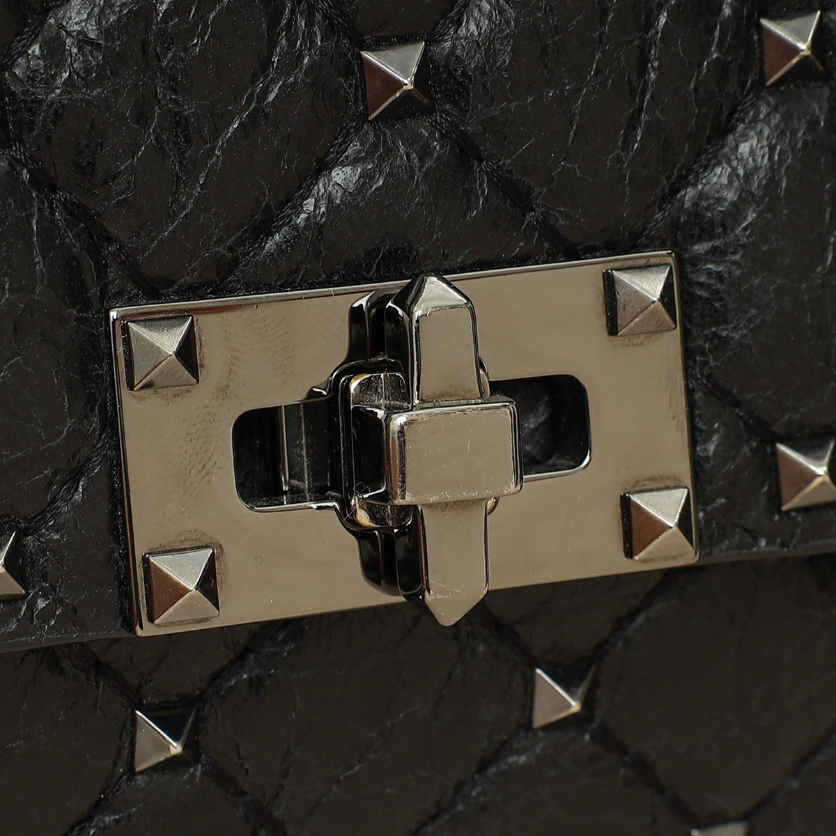 Valentino Black Rockstud Spike Chain Clutch Bag