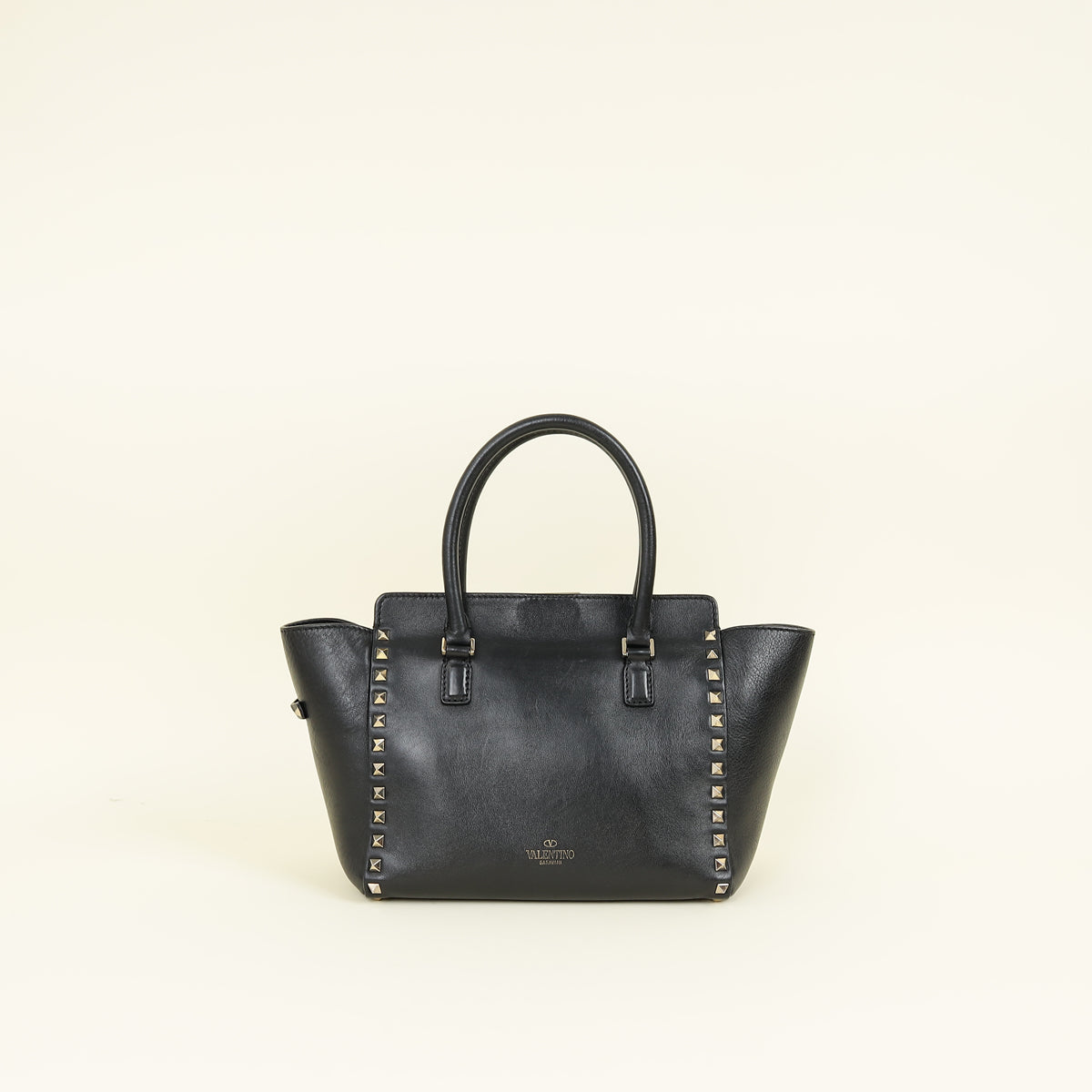 Valentino Black Rockstud Handle Tote Bag