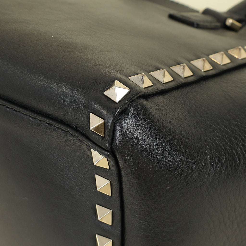 Valentino Black Rockstud Handle Tote Bag