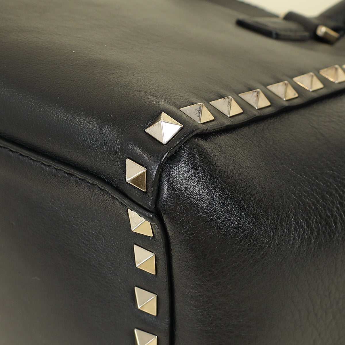 Valentino Black Rockstud Handle Tote Bag