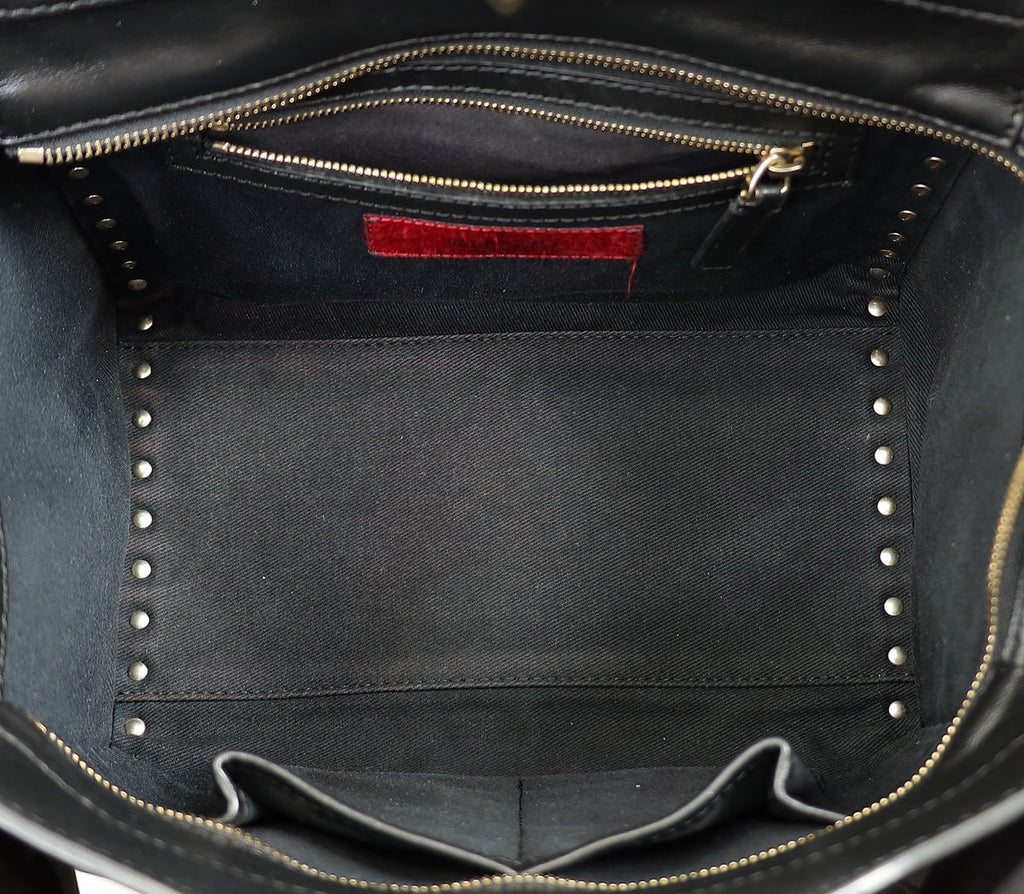 Valentino Black Rockstud Handle Tote Bag