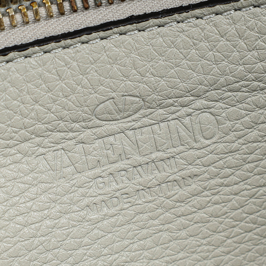 Valentino Light Grey Vitello Rockstud Handle Tote Bag