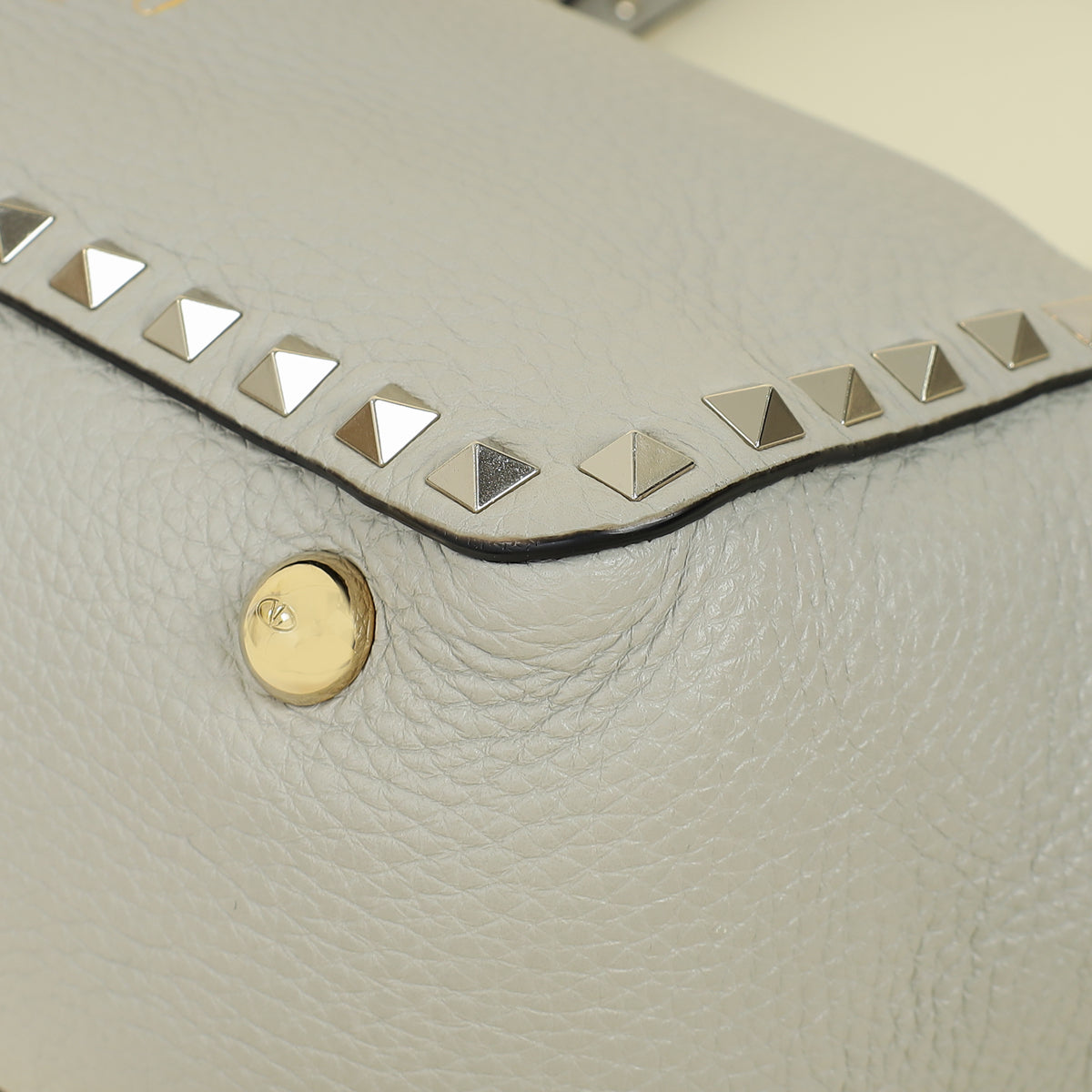 Valentino Light Grey Vitello Rockstud Handle Tote Bag