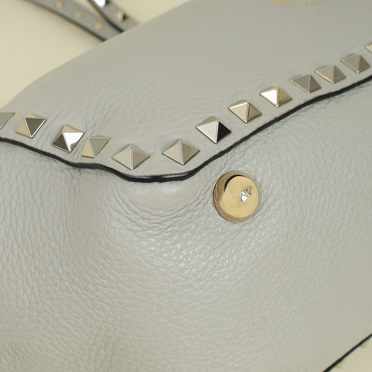 Valentino Light Grey Vitello Rockstud Handle Tote Bag