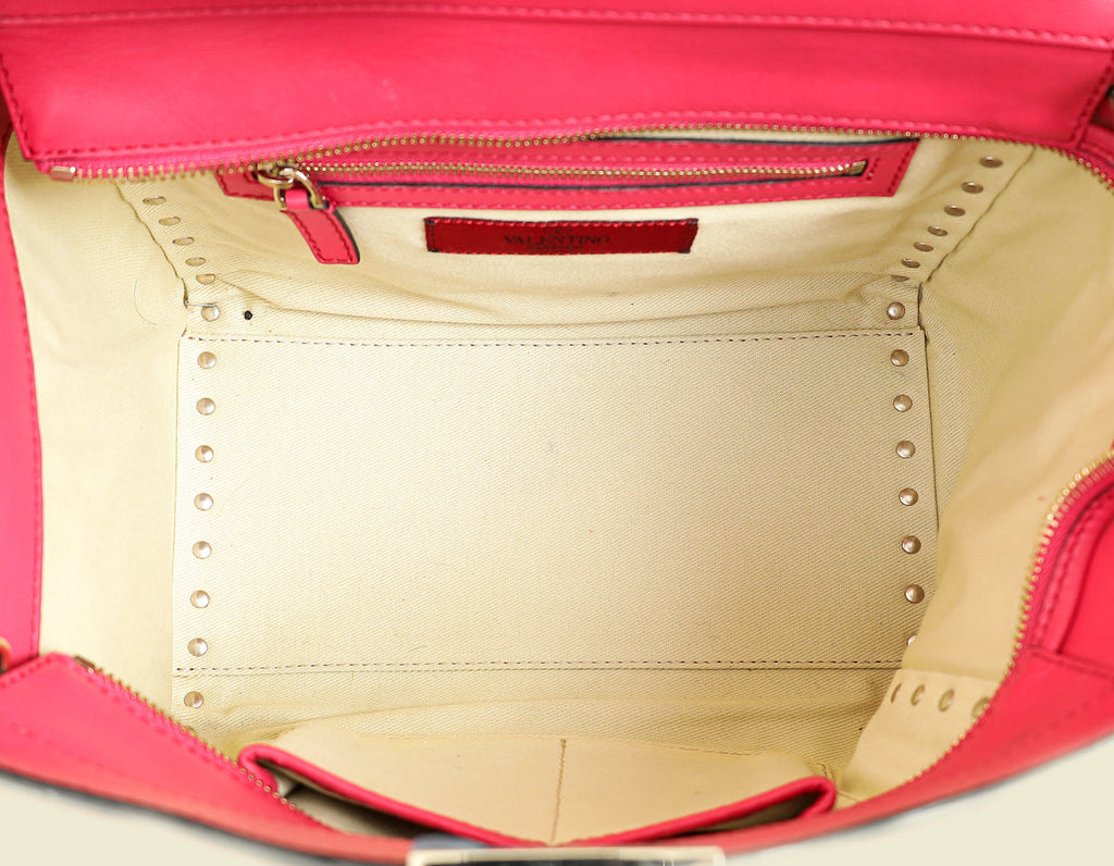 Valentino Fuchsia Rockstud Handle Tote Bag