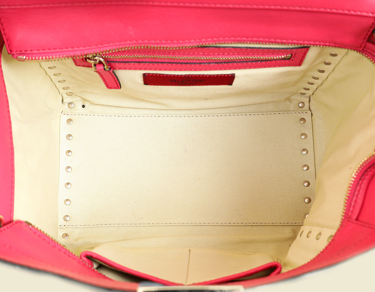 Valentino Fuchsia Rockstud Handle Tote Bag