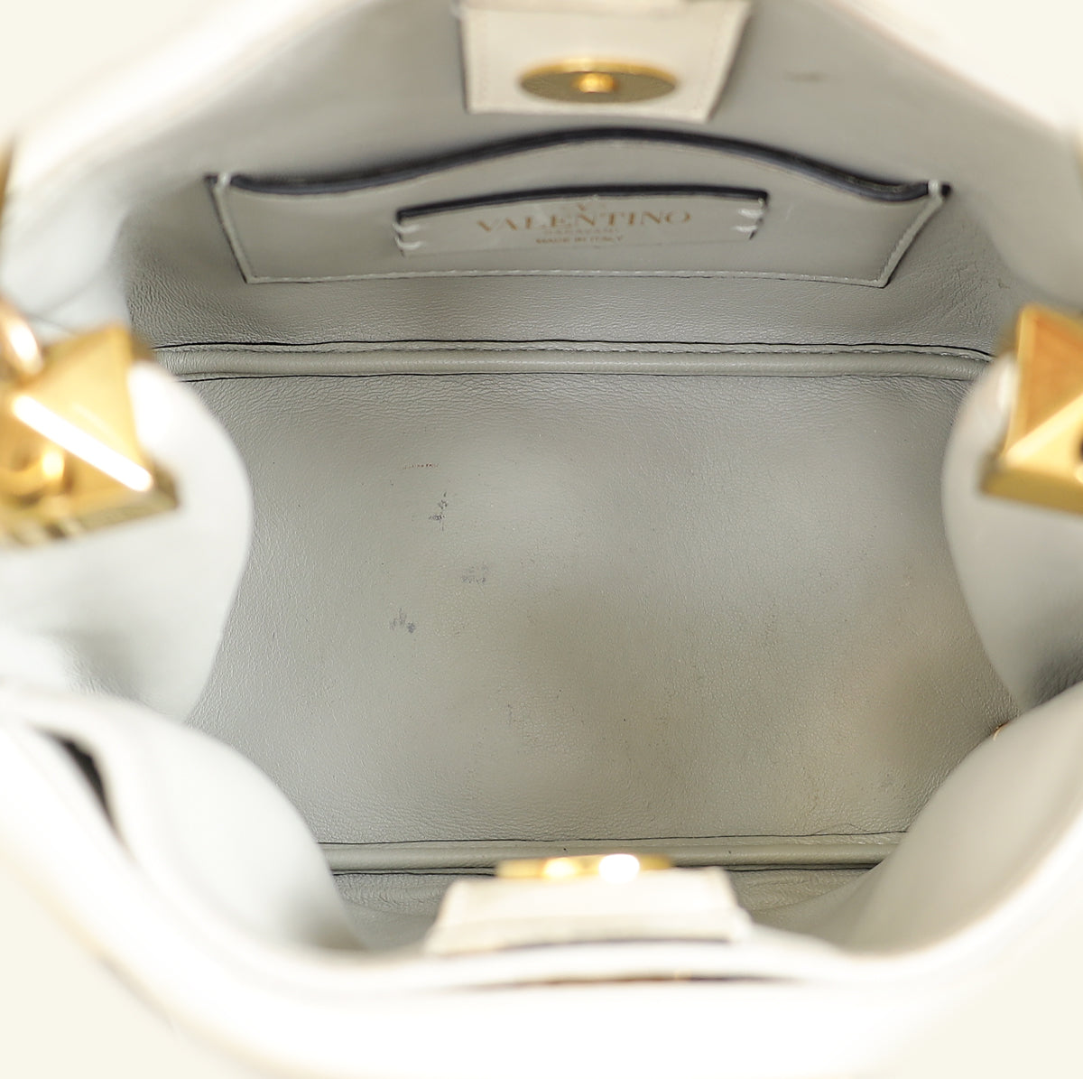 Valentino Creme Roman Stud Top Handle Bag