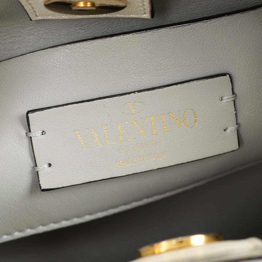 Valentino Creme Roman Stud Top Handle Bag