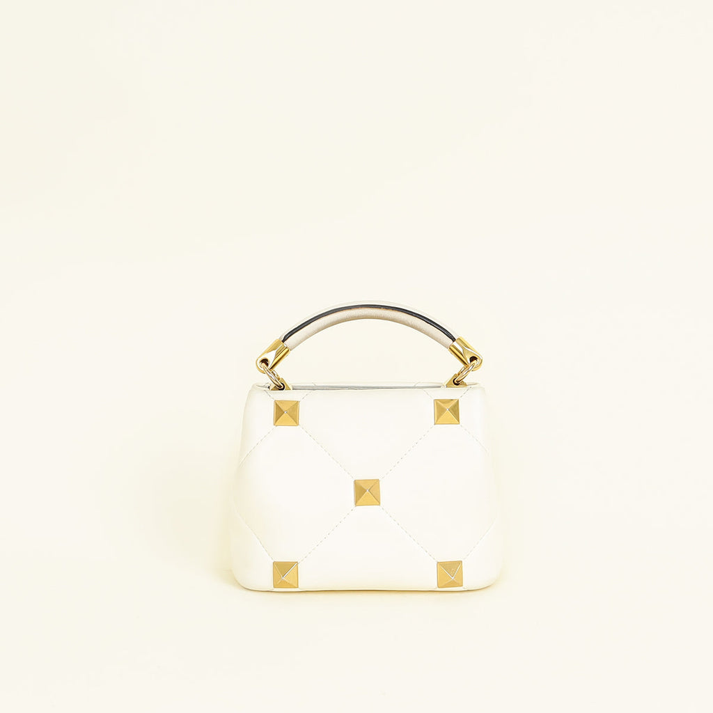 Valentino Creme Roman Stud Top Handle Bag