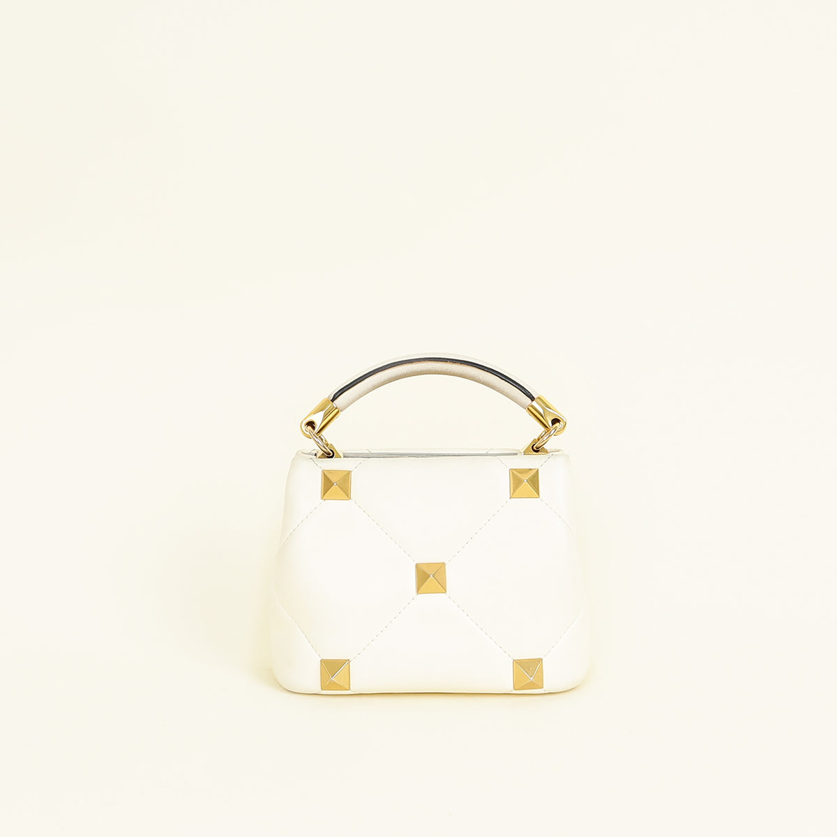 Valentino Creme Roman Stud Top Handle Bag