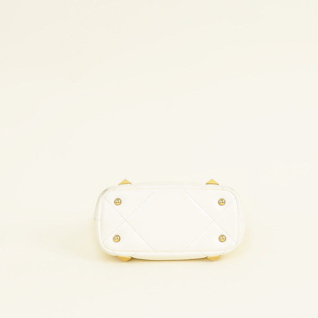 Valentino Creme Roman Stud Top Handle Bag
