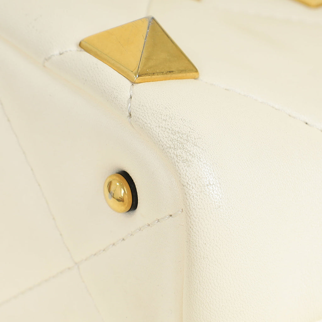 Valentino Creme Roman Stud Top Handle Bag