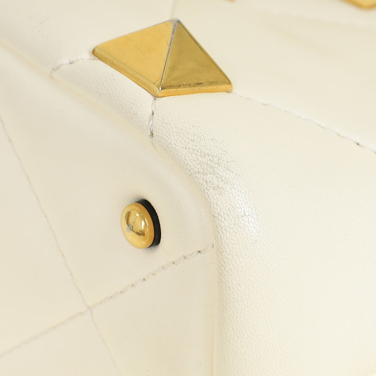 Valentino Creme Roman Stud Top Handle Bag