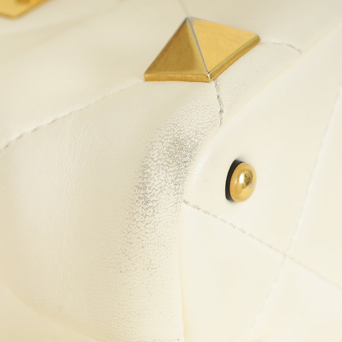 Valentino Creme Roman Stud Top Handle Bag