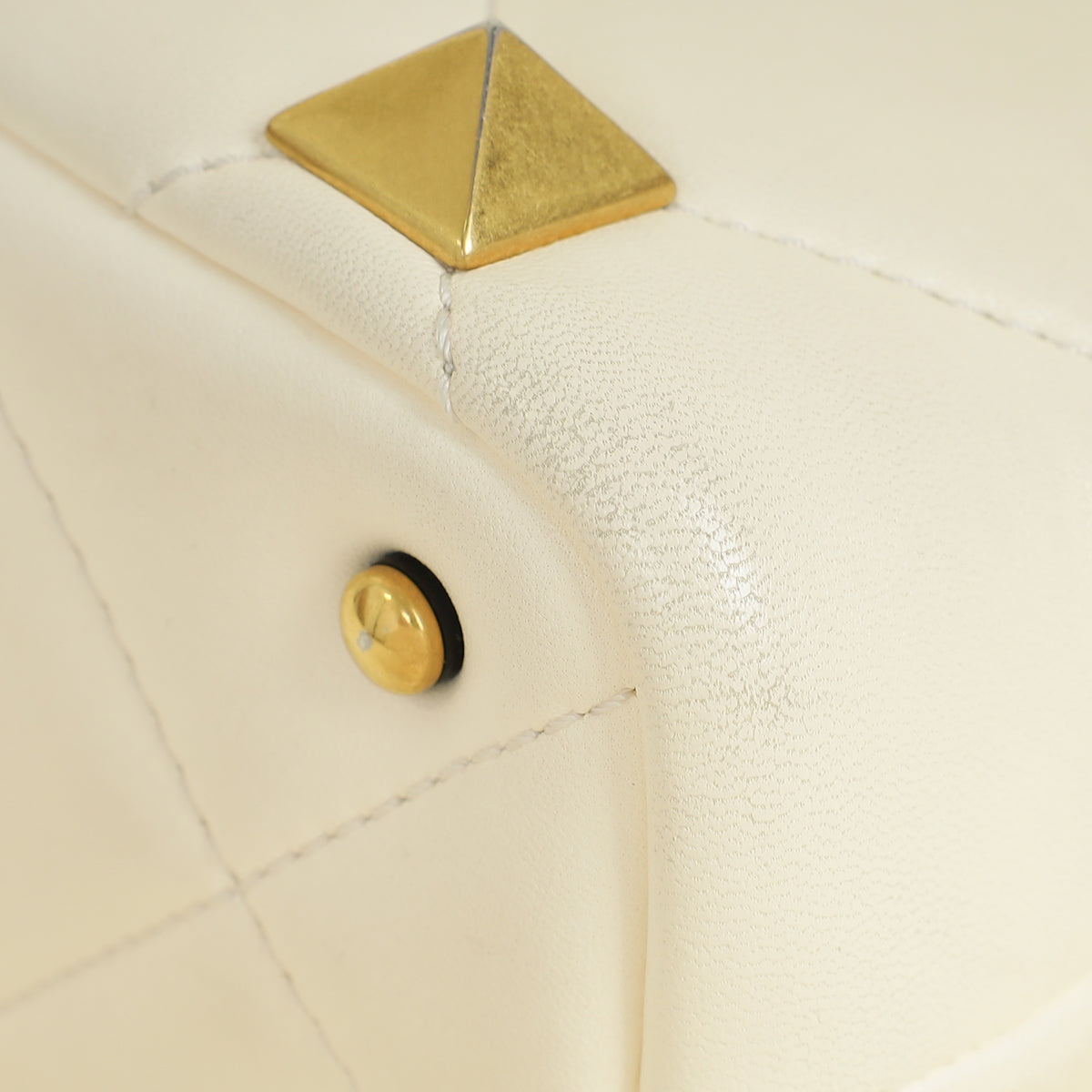 Valentino Creme Roman Stud Top Handle Bag
