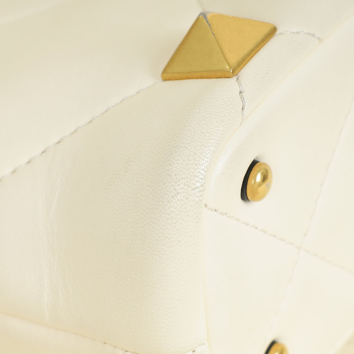 Valentino Creme Roman Stud Top Handle Bag