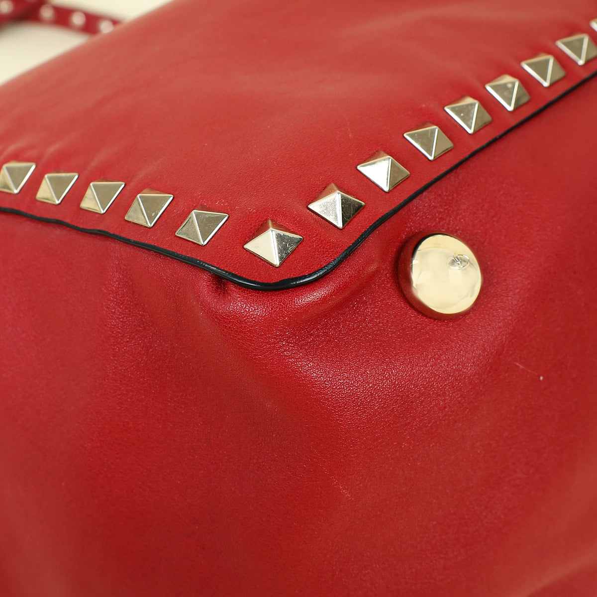 Valentino Red Vitello Rockstud Tote Bag