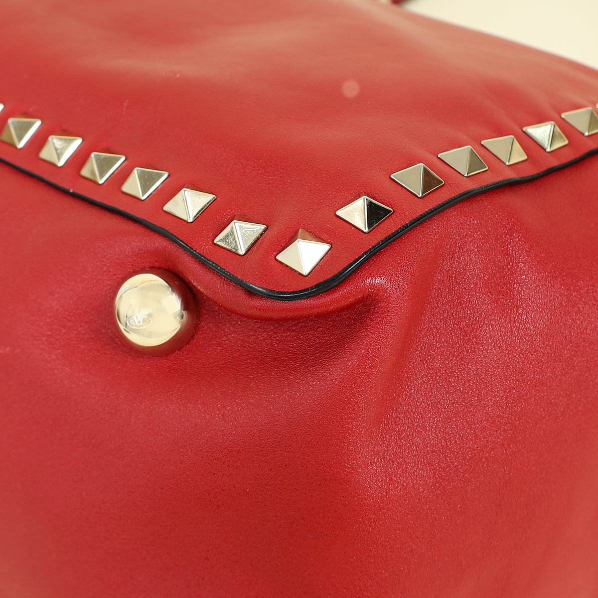 Valentino Red Vitello Rockstud Tote Bag