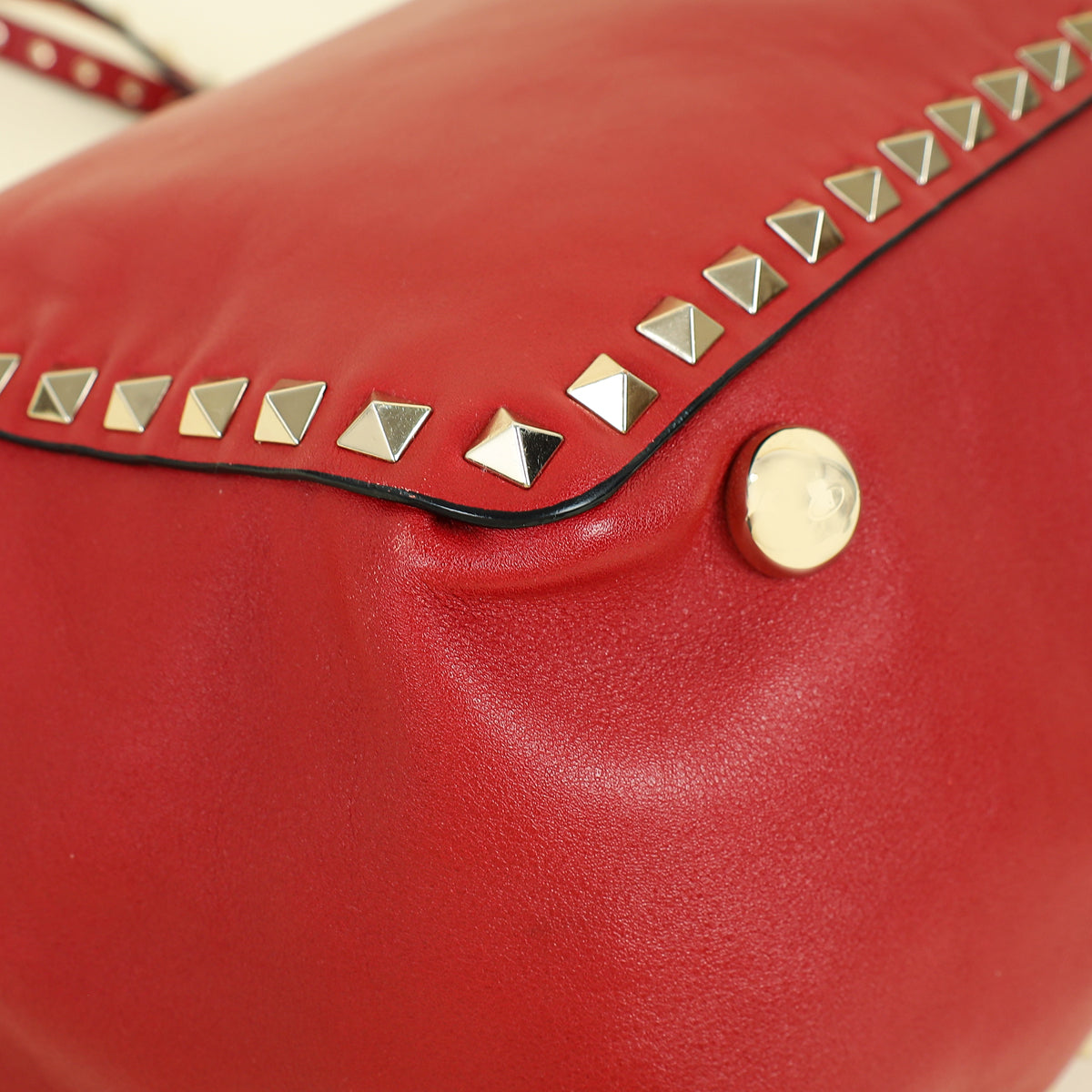 Valentino Red Vitello Rockstud Tote Bag
